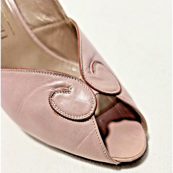 Bruno Magli Italian Leather Slingback Heels Open Toe Light Mauve Sz 9 AA - Picture 4 of 11